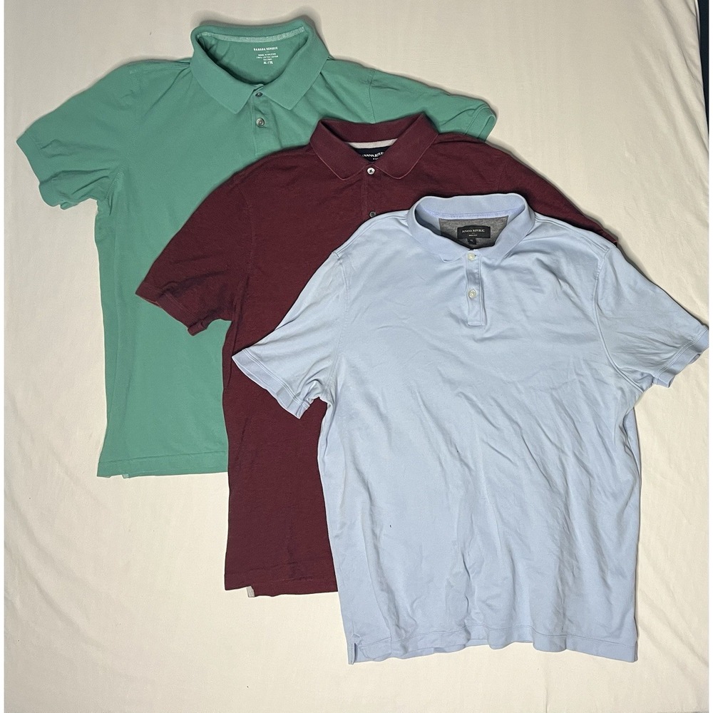 Banana Republic Polo Shirts Men's Size XL Green Red Blue Short Sleeve Lot X3